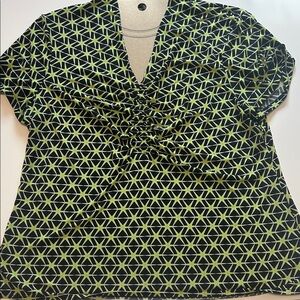 Alfani Black and Green Geometric Blouse